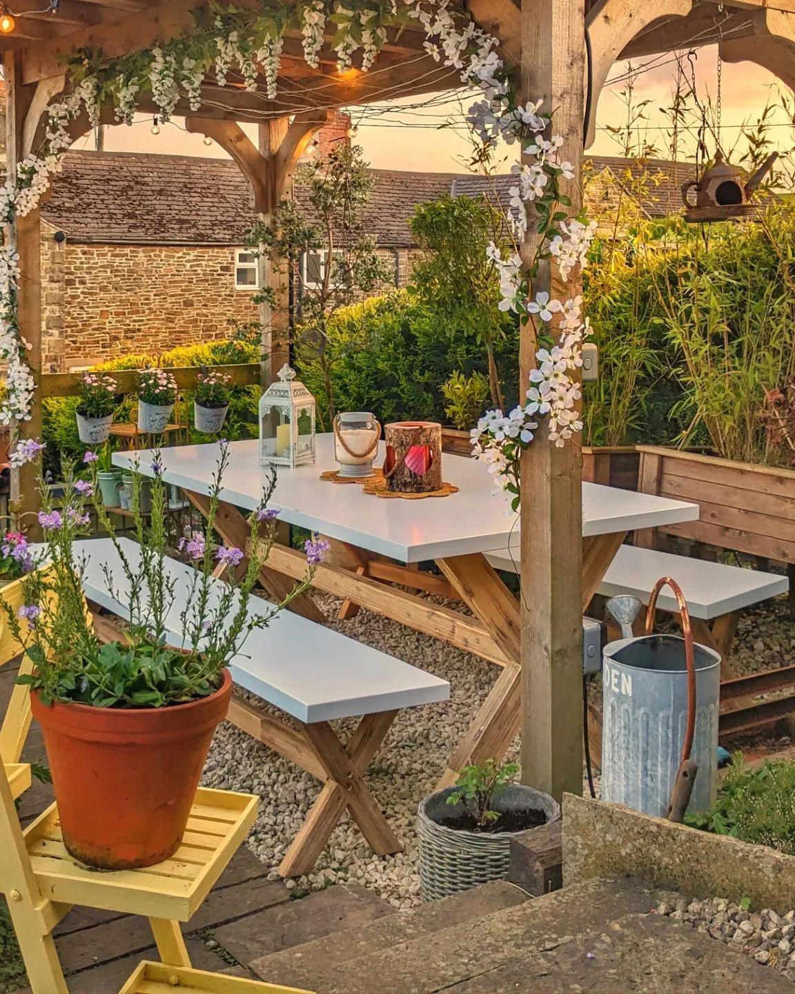 Tuin eettafel OLBIA 200 cm 100 cm Beton Wit