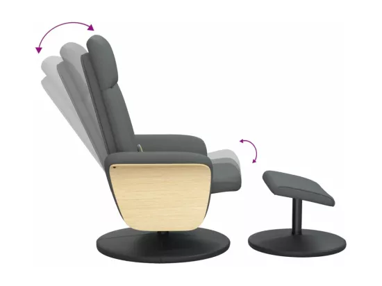 Fauteuil de massage inclinable et repose-pieds gris foncé tissu