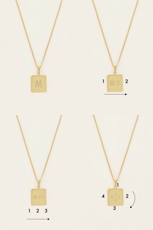 Atelier korte ketting met vierkante bedel