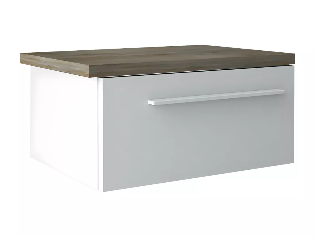 NINO LIGHT - Lit 180x200cm avec Leds et Chevets Suspendus + Commode