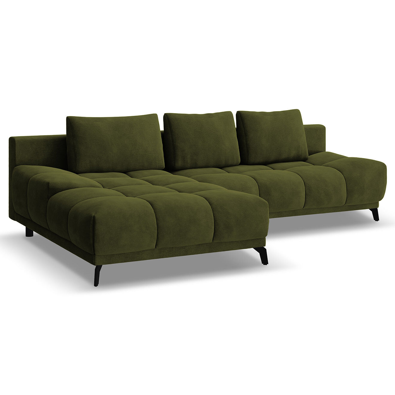 Windsor & Co Canapé d'angle Gauche Convertible avec Coffre Cirrus 5 Places vert - 290x182x90 cm
