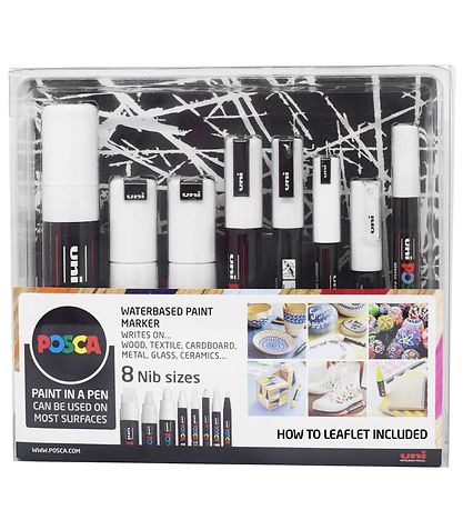 Posca Filzstifte - 8 Spitzengrößen - Weiß