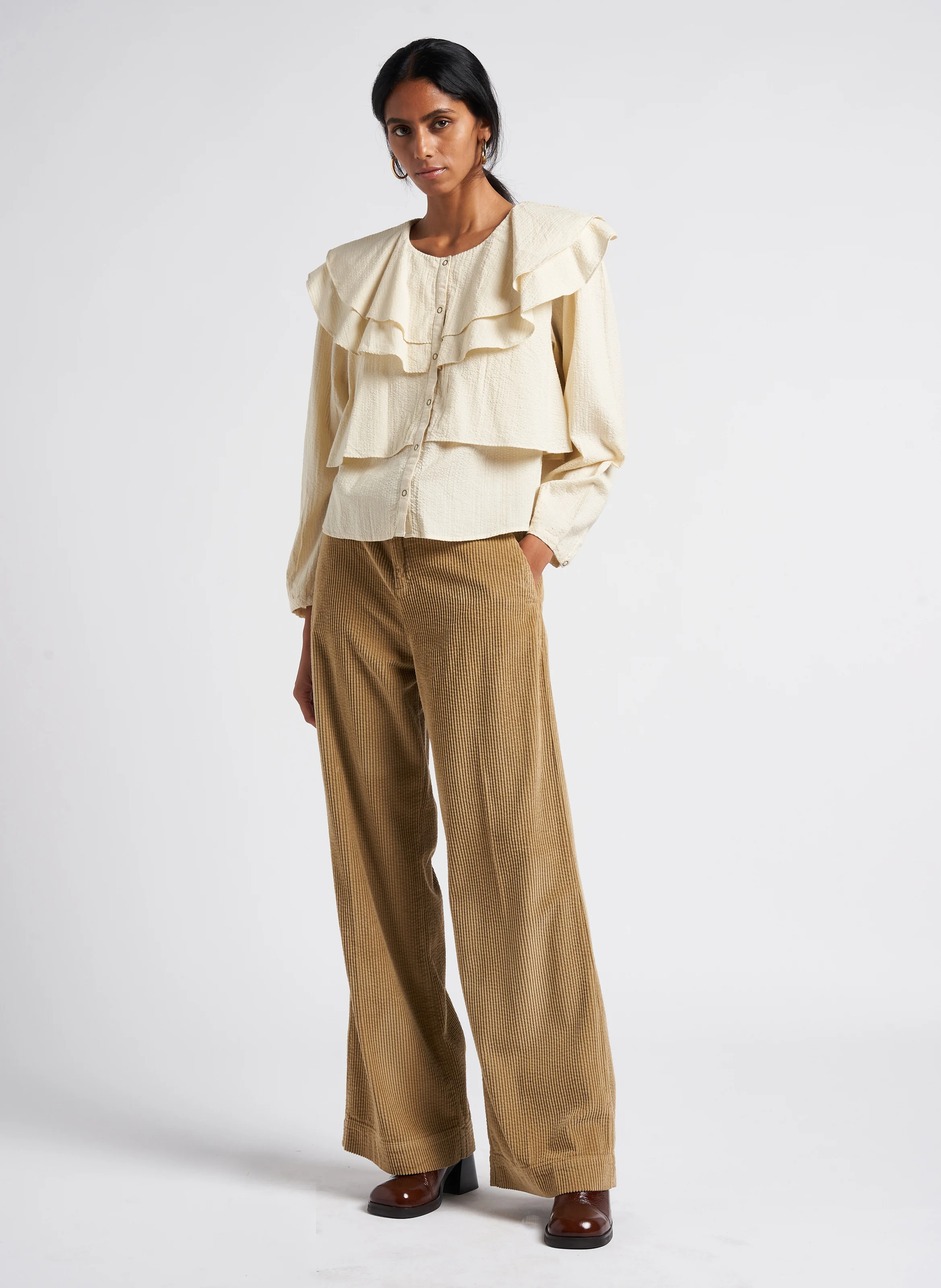 PARIS - Chemise ample col rond en coton | Blanc