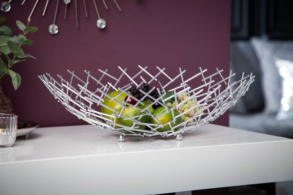 riess-ambiente Obstschale STRUCTURE - 45cm silber pulverbeschichtetes Metall