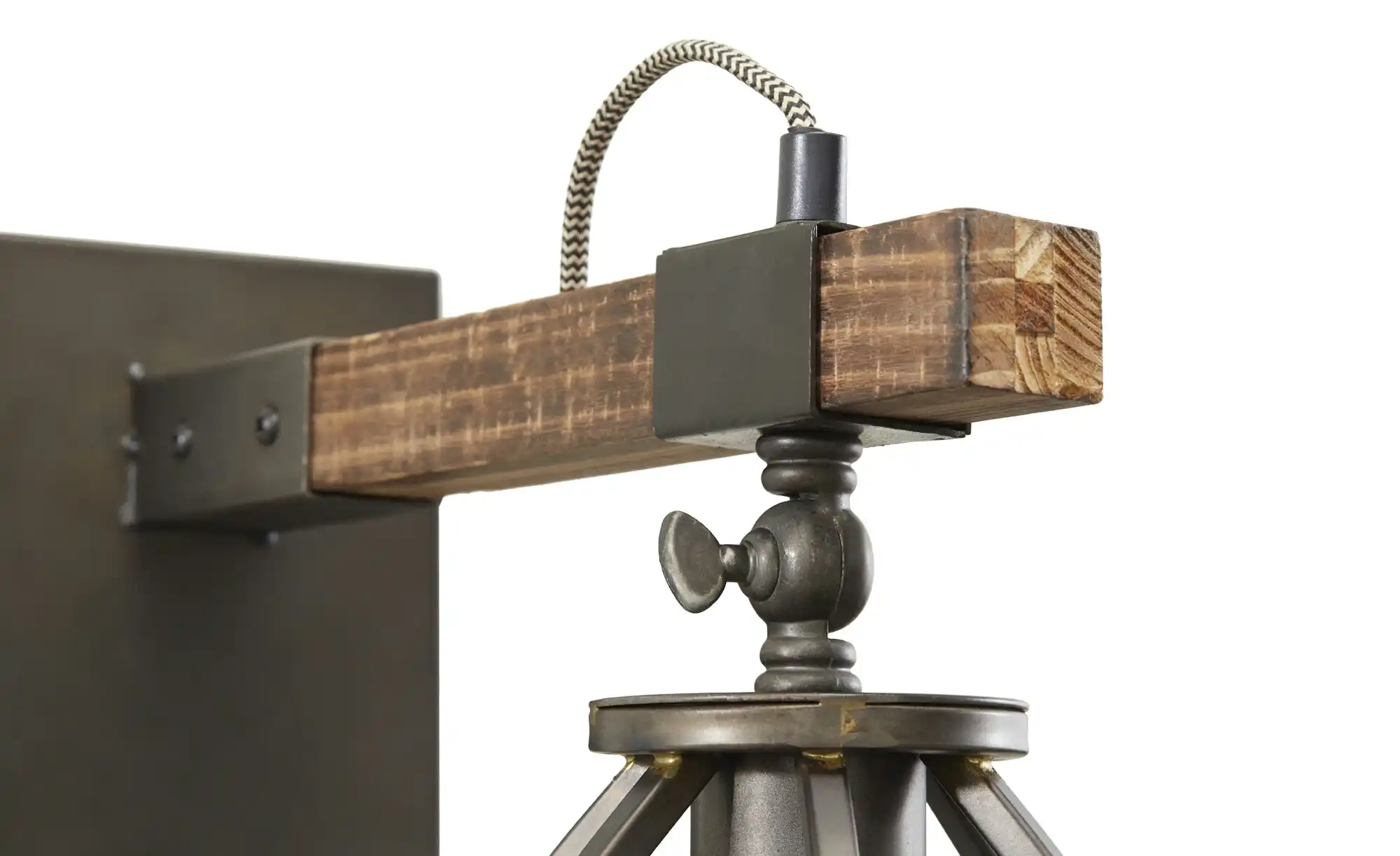 Wandleuchte, 1-flammig, schwarz/holz