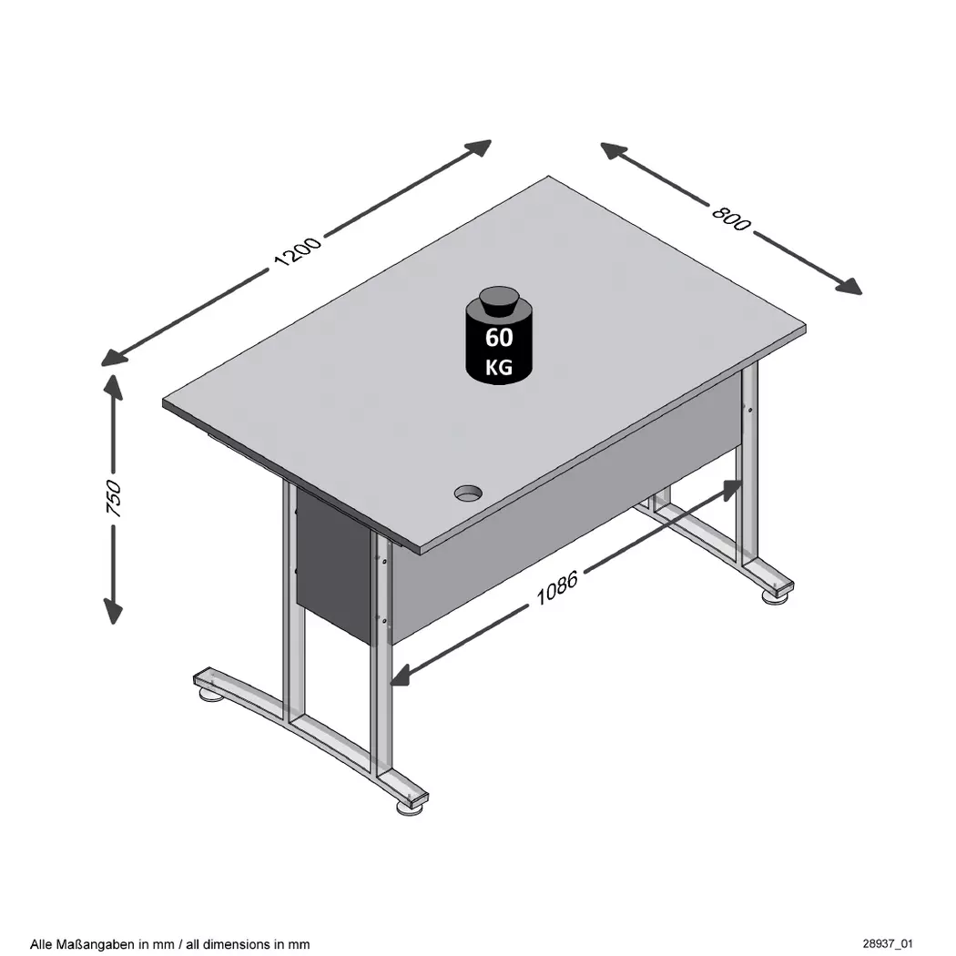 Schreibtisch Calvia, 120 x 80 cm