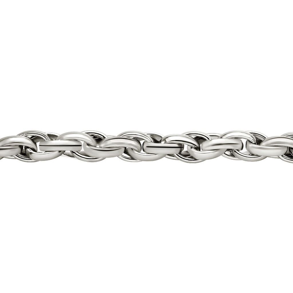 Bracelet Chaine Epaisse Acier Blanc Dusty