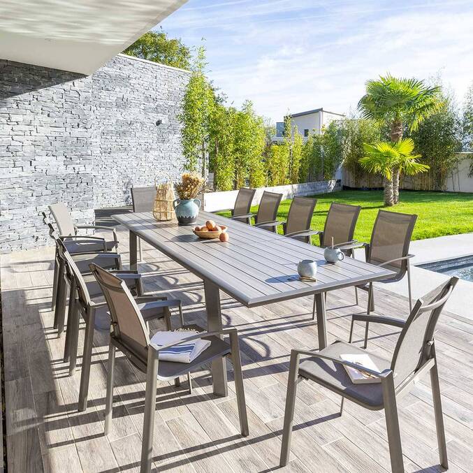 Table de jardin extensible PAVANE Seigle & Praline