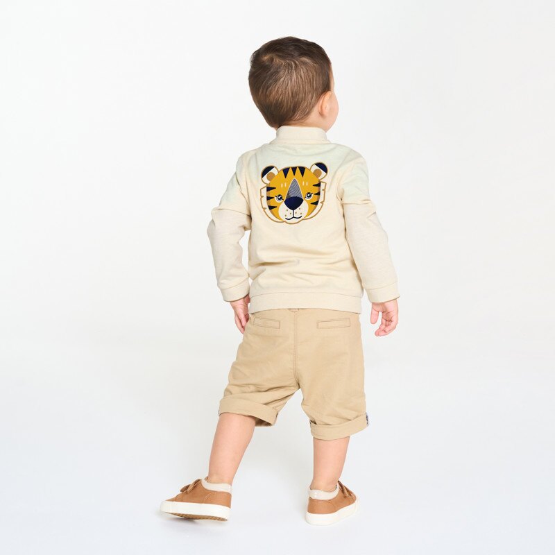 Gilet zippé jersey doublé tigre beige bébé garçon Beige
