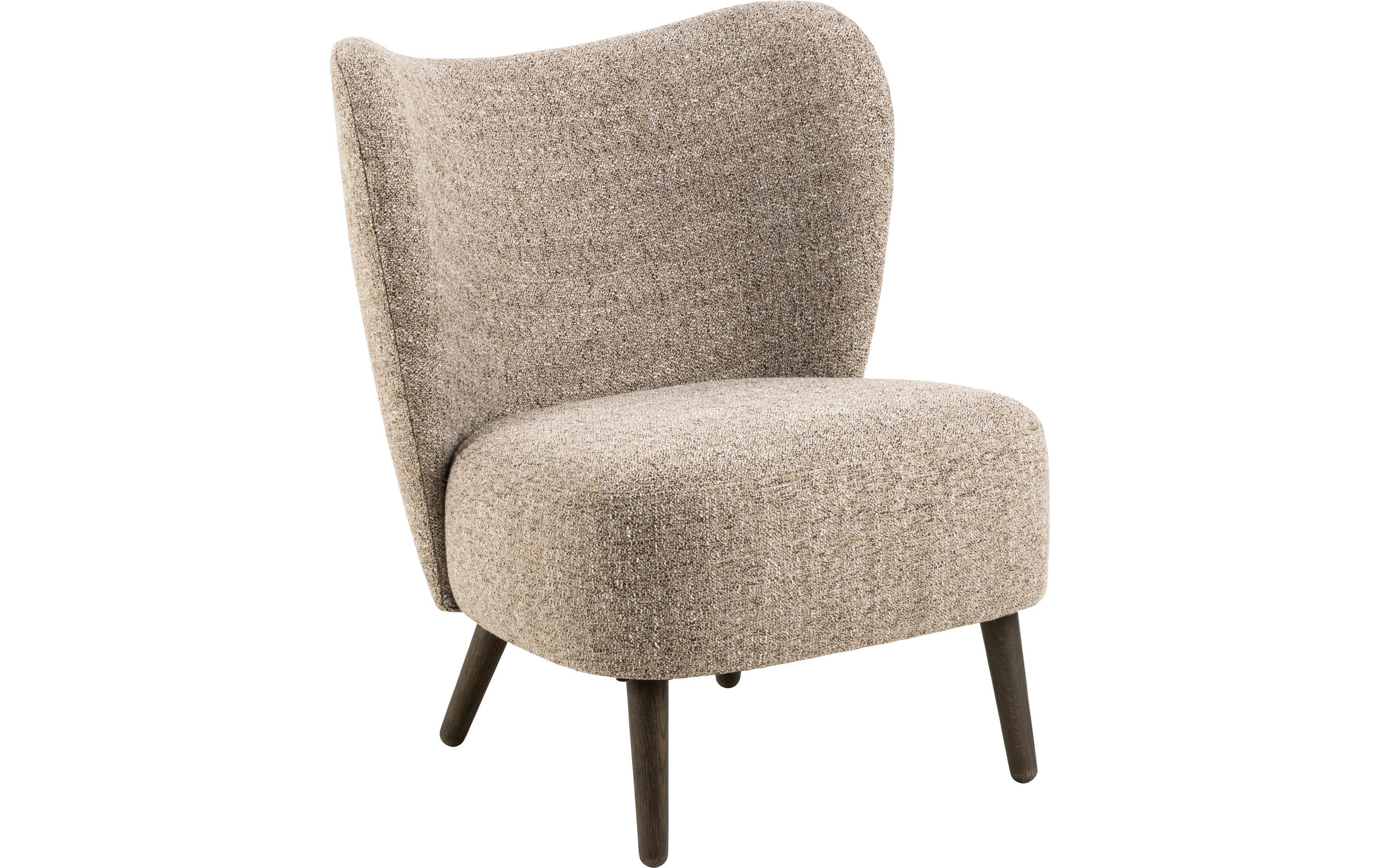 Sessel Elmont Eiche/Stahl, Beige<br>Eleganter Loungesessel mit weichen Rundungen
