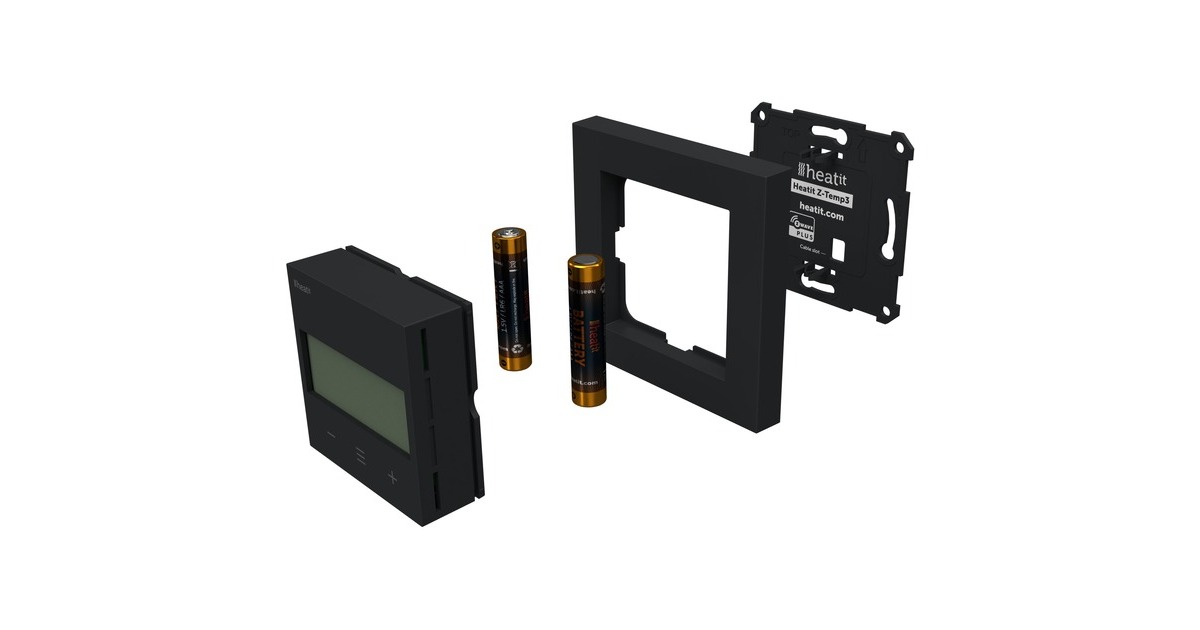 heat itZ-Temp3 Z-wave Battery Thermostat  (Zwart (mat))