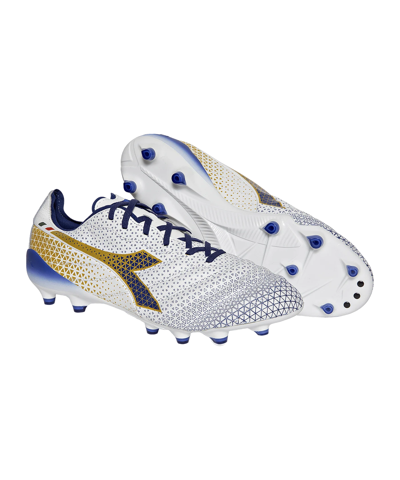 Diadora Brasil Elite Tech Italy FG Weiss Blau Gold FD0953