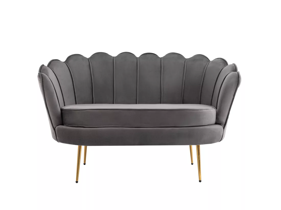 Canapé 2 places et fauteuil coquillage en velours anthracite DANDELION de Pascal Morabito