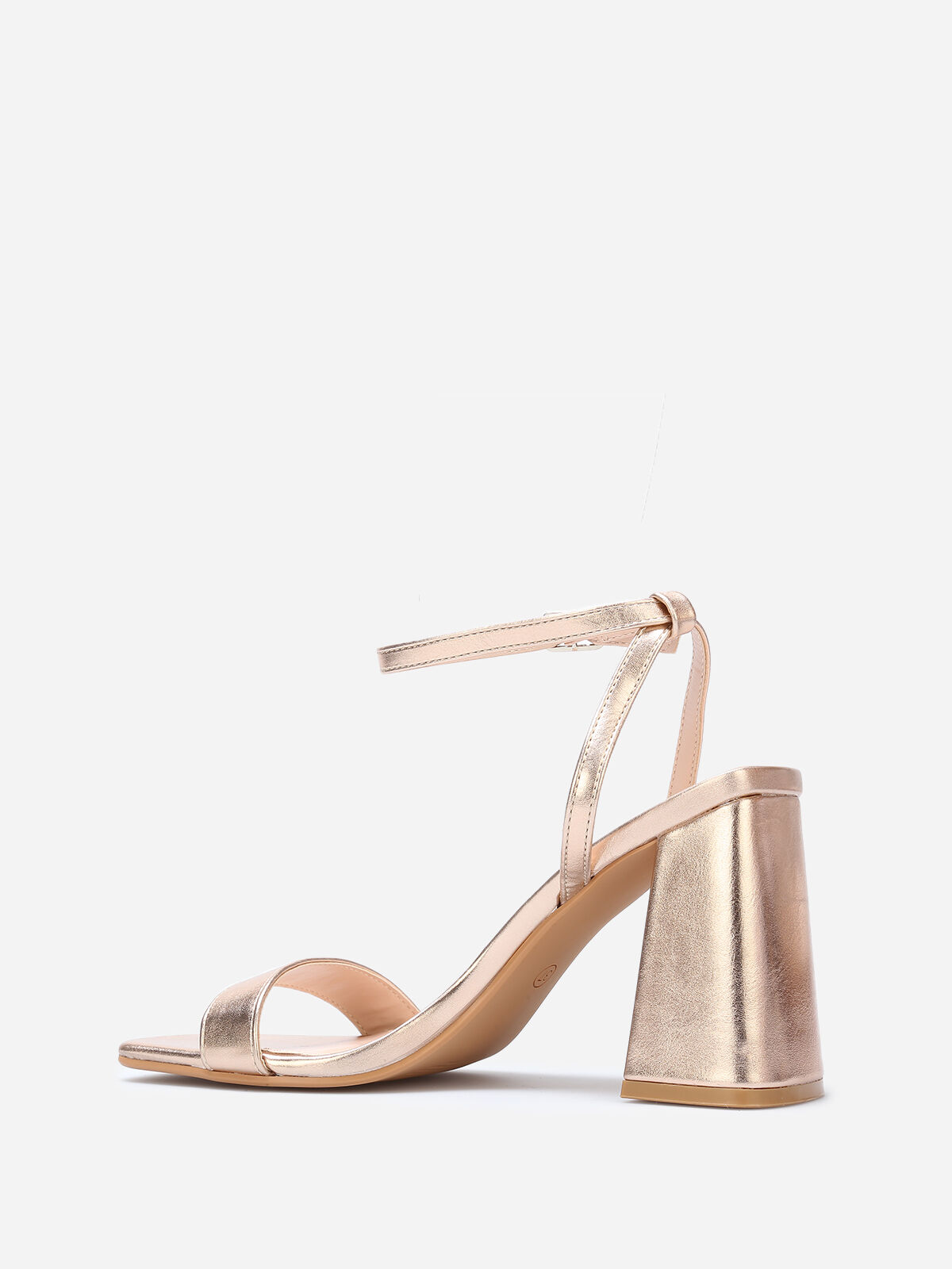 Sandales à bout carré et talon évasé- Doré rose