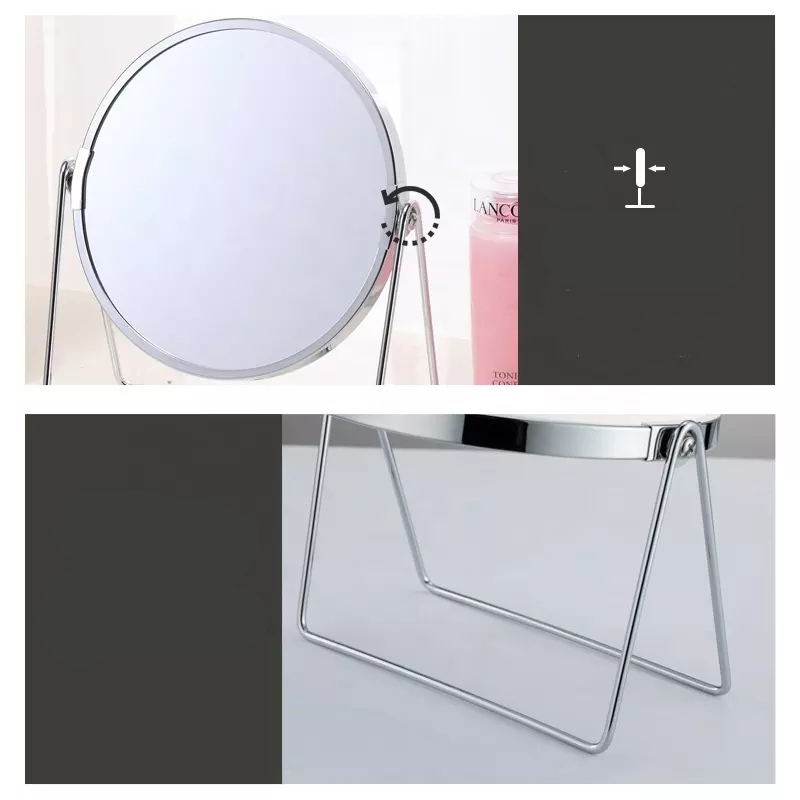 (Ø17cm) Makeup Schminkspiegel Doppelseitiger Kosmetik Spiegel - Silber