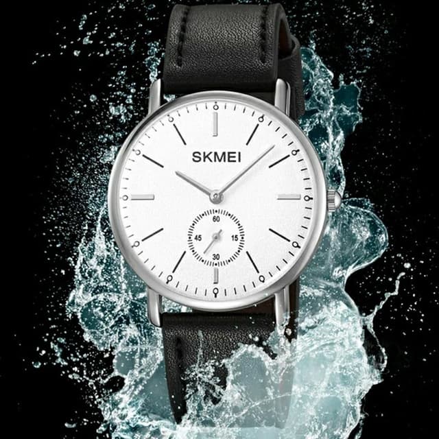 SKMEI Armbåndsur Ur Læderrem Rundt Quartz Ur