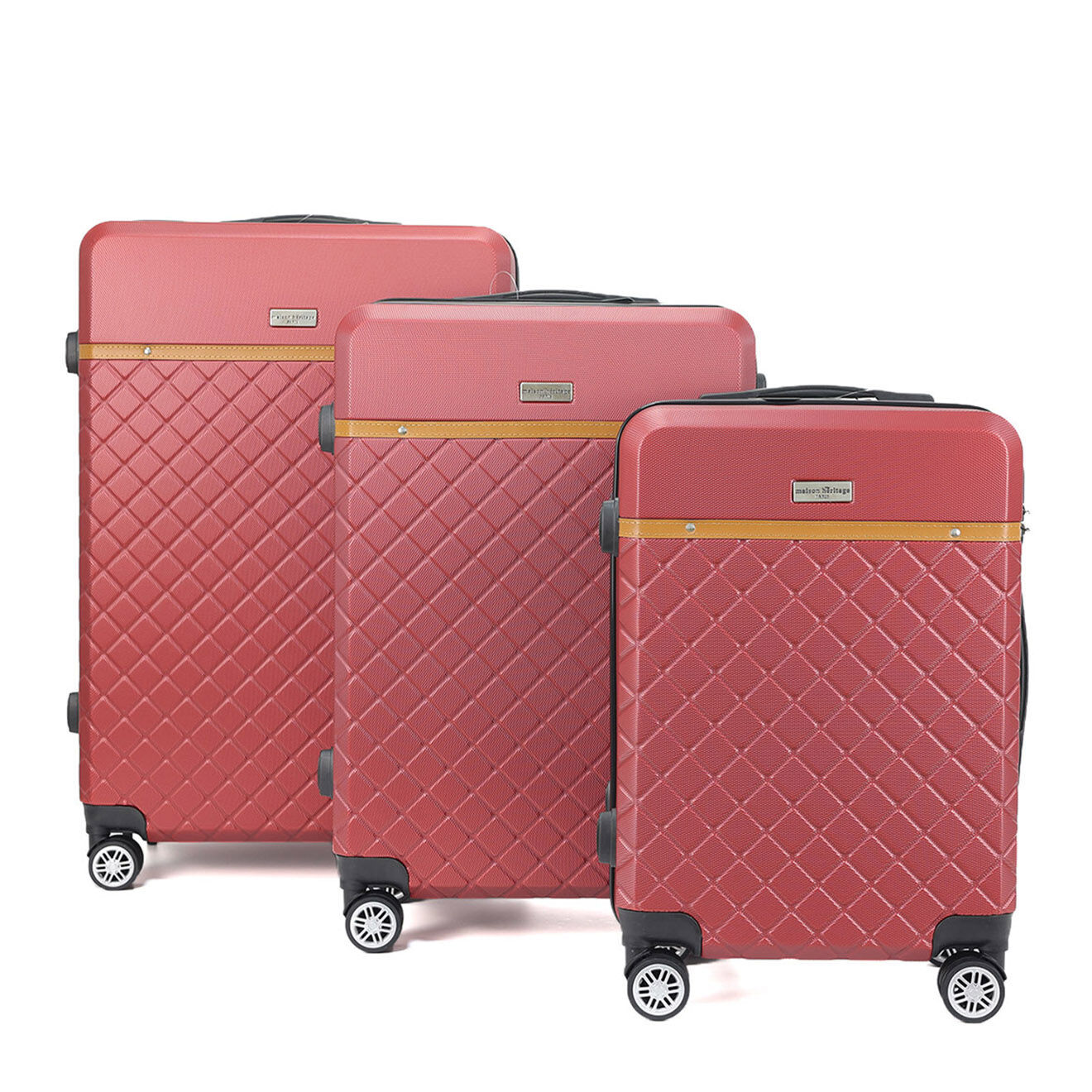 Maison Héritage 3 Valises 4 roues doubles Odeon 55/65/75 cm rouge bordeaux