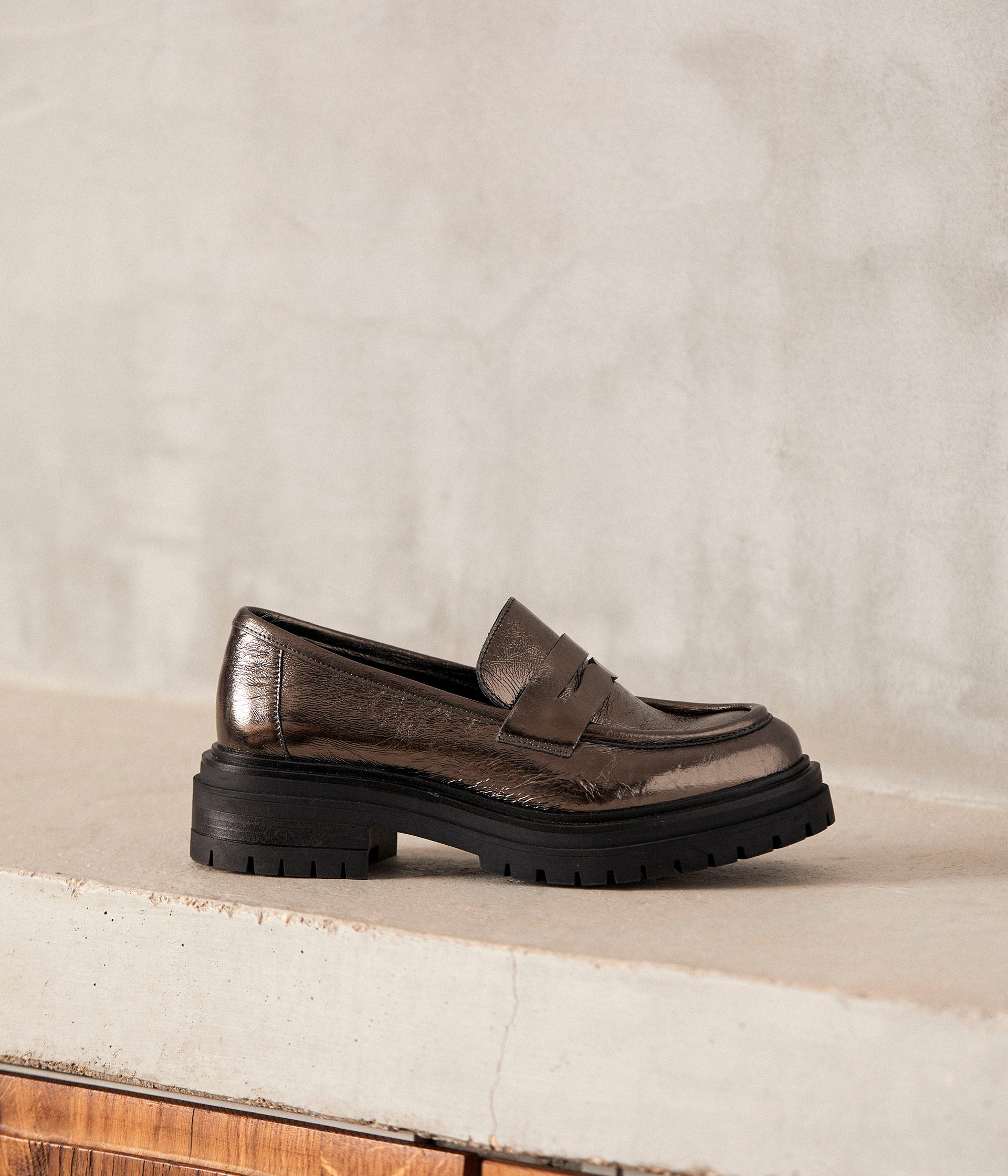 Mocassins cuir argenté Angelika