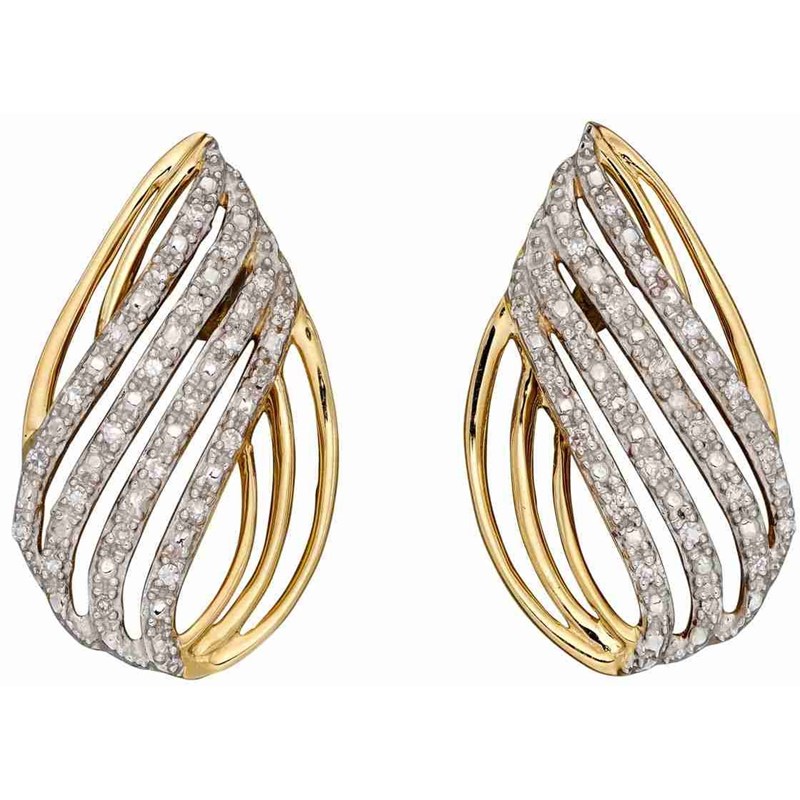 Boucle d'oreille diament en or blanc et jaune 375/1000
