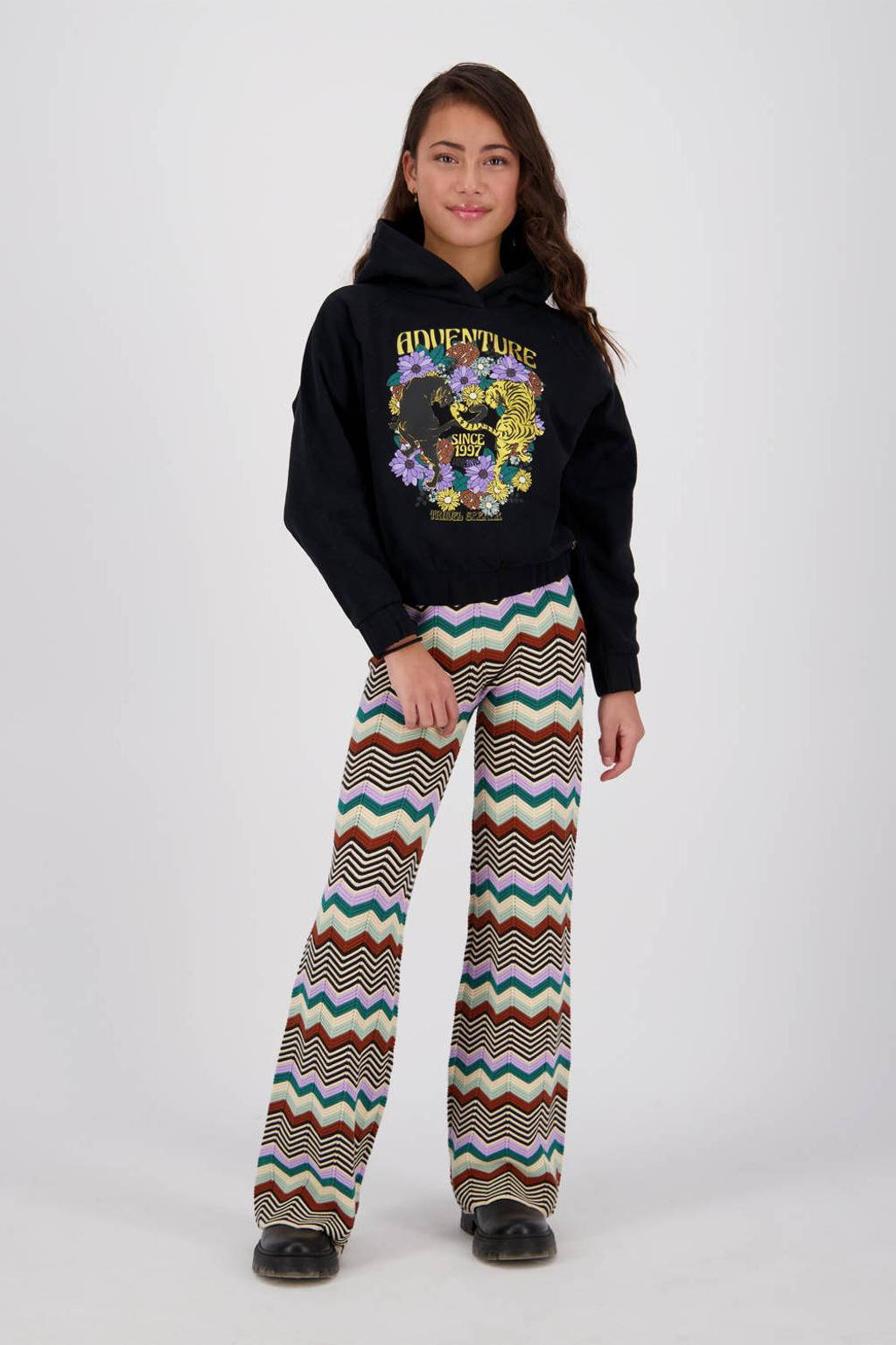 Vingino hoodie Nava met printopdruk zwart
