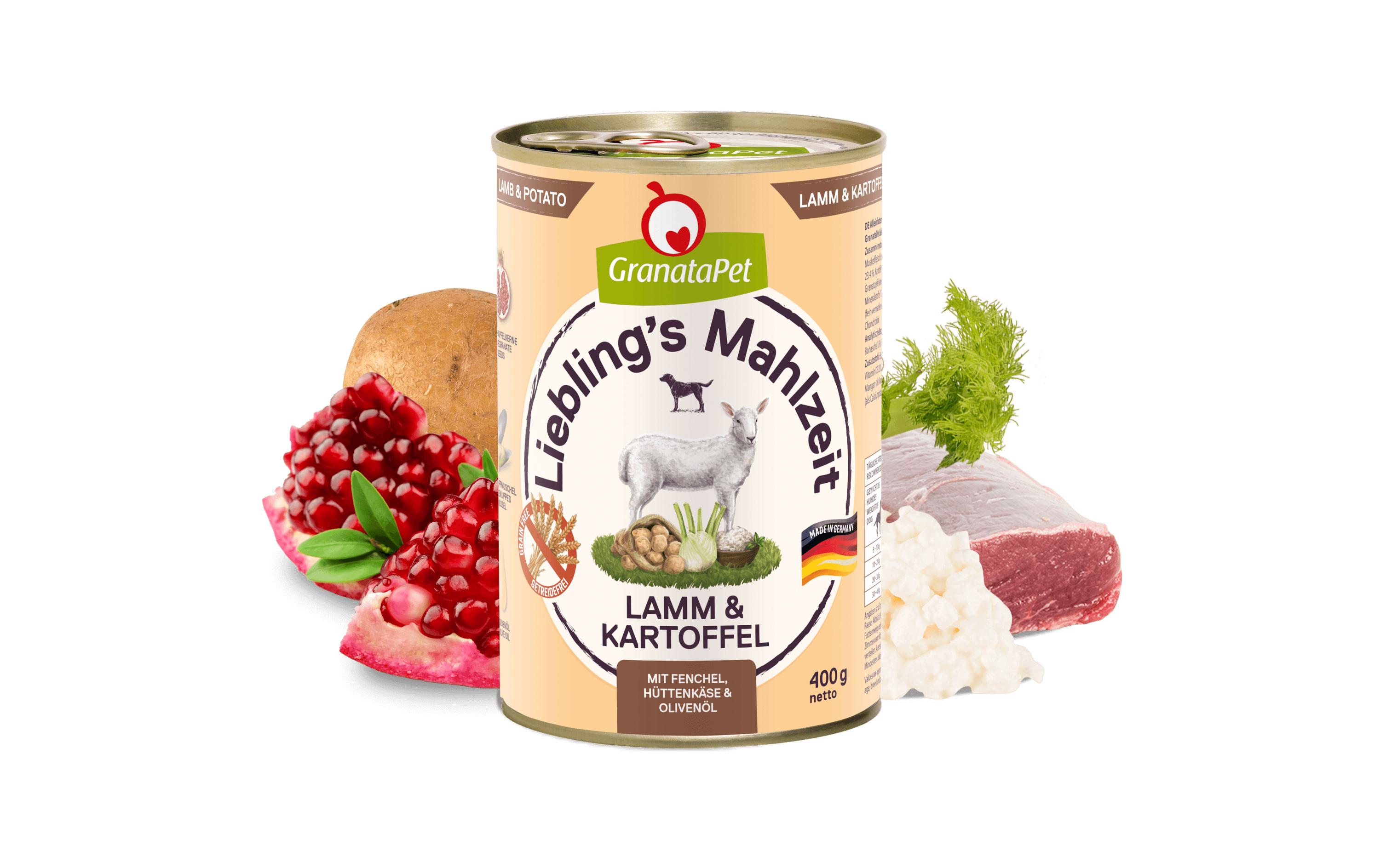 Nassfutter Liebling's Mahlzeit Lamm & Kartoffel 400 gAlleinfuttermittel für ausgewachsene Hunde