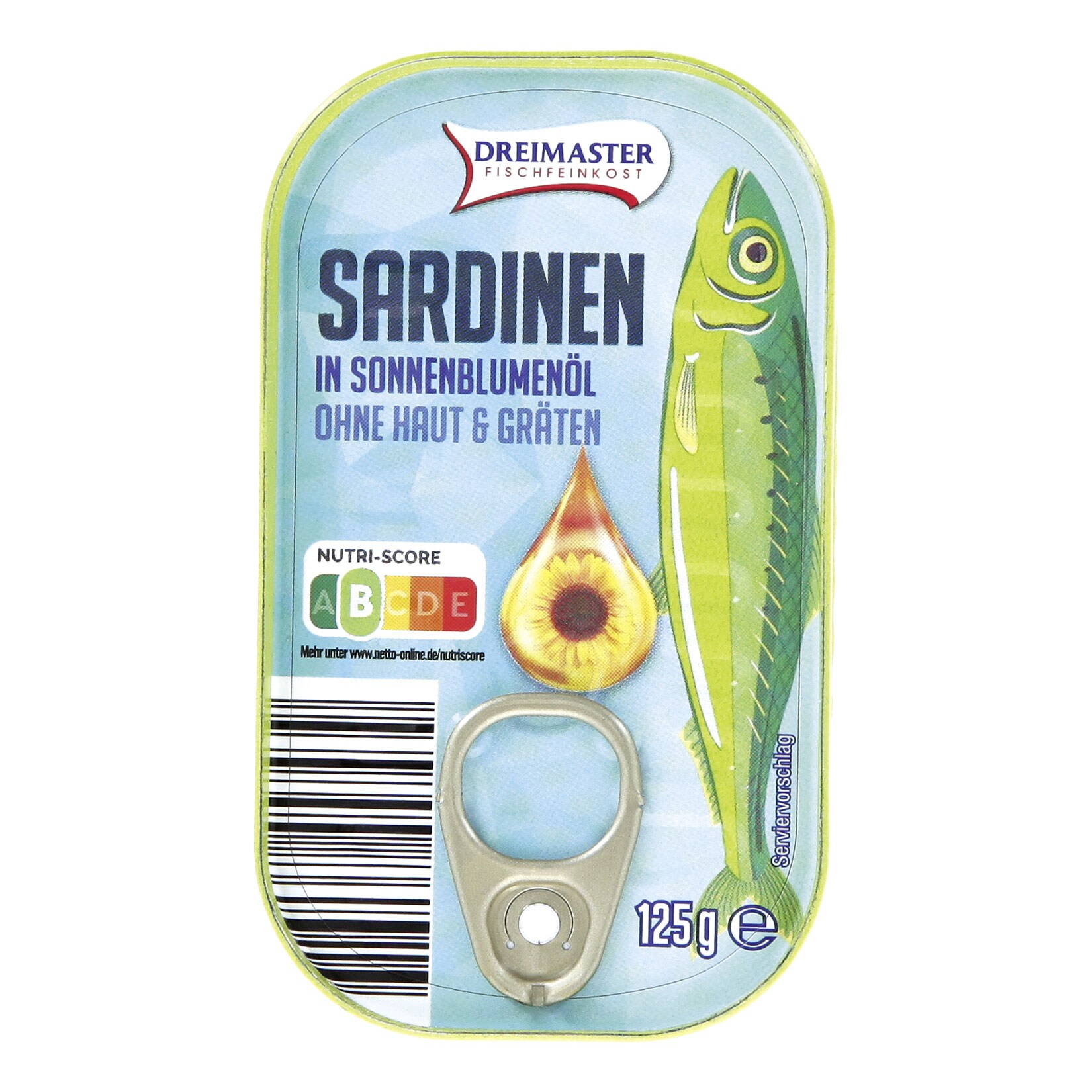 Dreimaster Sardinen ohne Haut und Gräten 125 g, verschiedene Sorten, 36er Pack