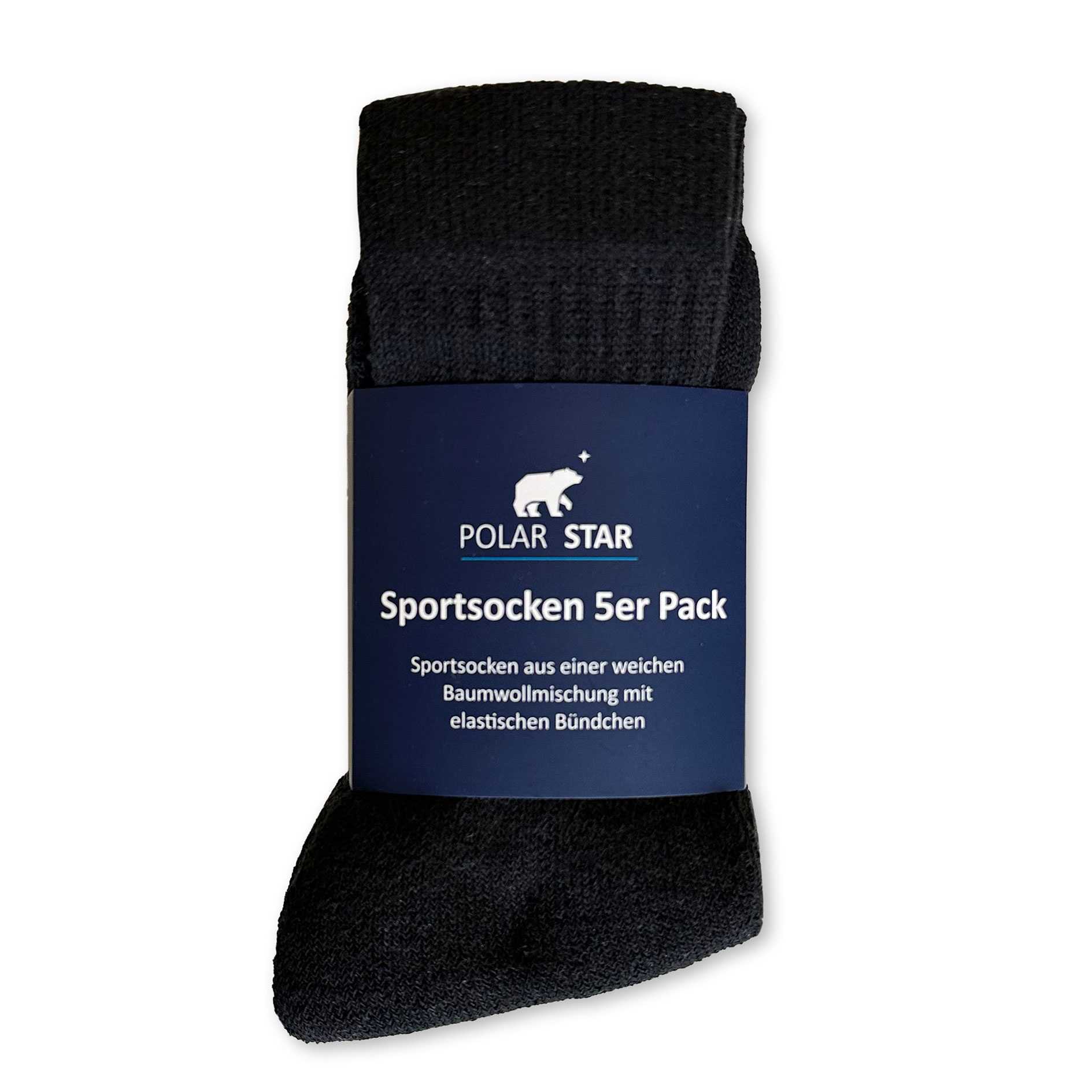 5er Pack Sport Socken - schwarz - mit elastischem Bündchen