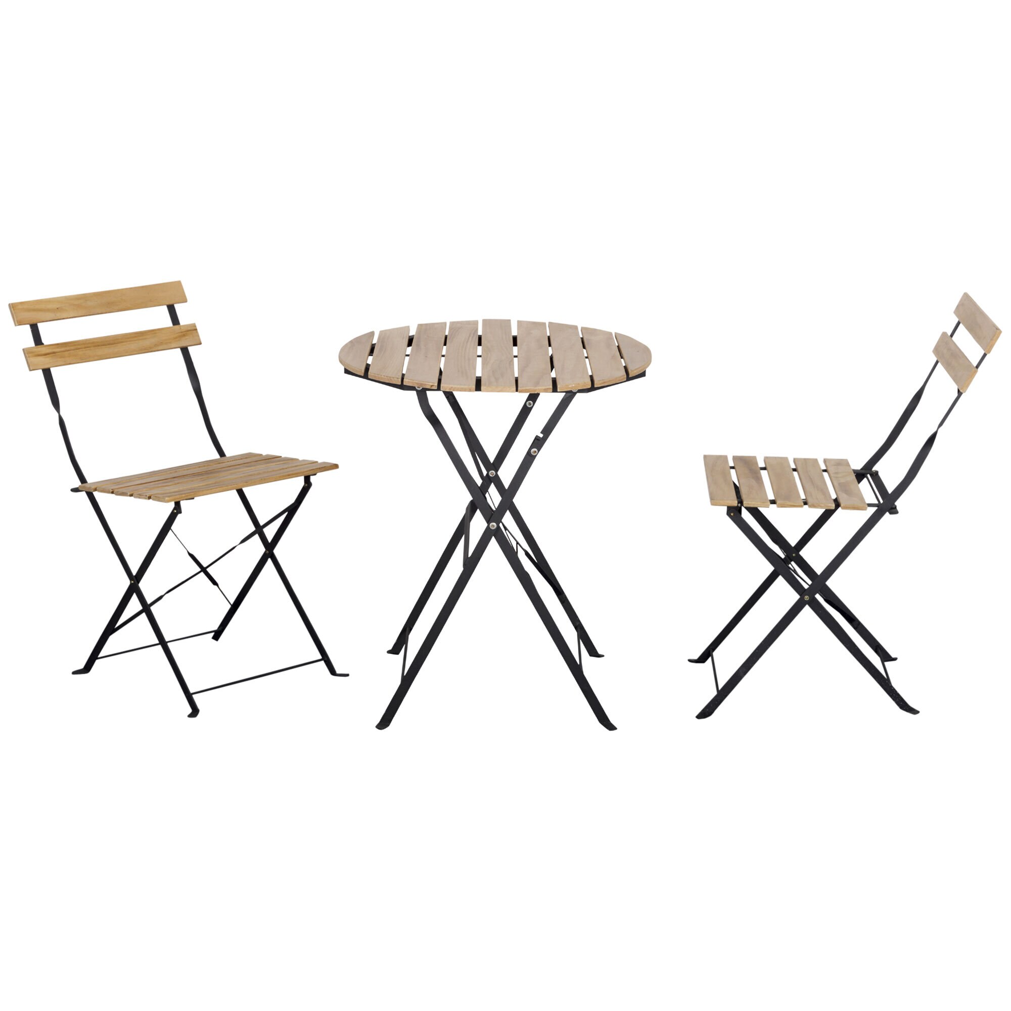Outsunny Gartenmöbel-Set mit Klappfunktion natur 60L x 61,5B x 69H cm