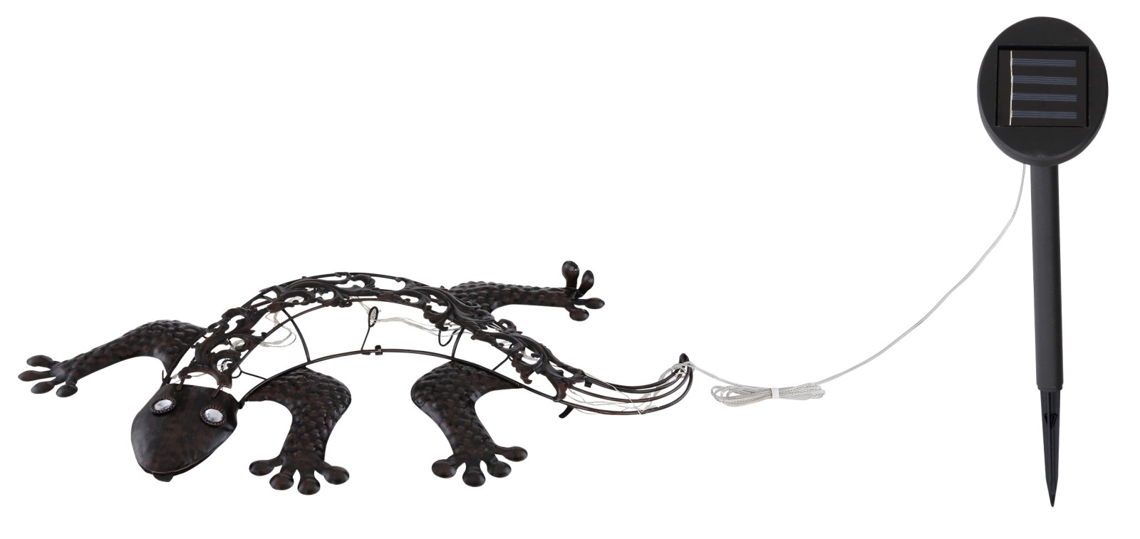 Solarleuchte Gecko - bronze antik - metall