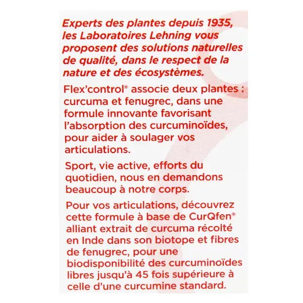 Suplemento alimentar Lehning Flex'control, 60 comprimidos