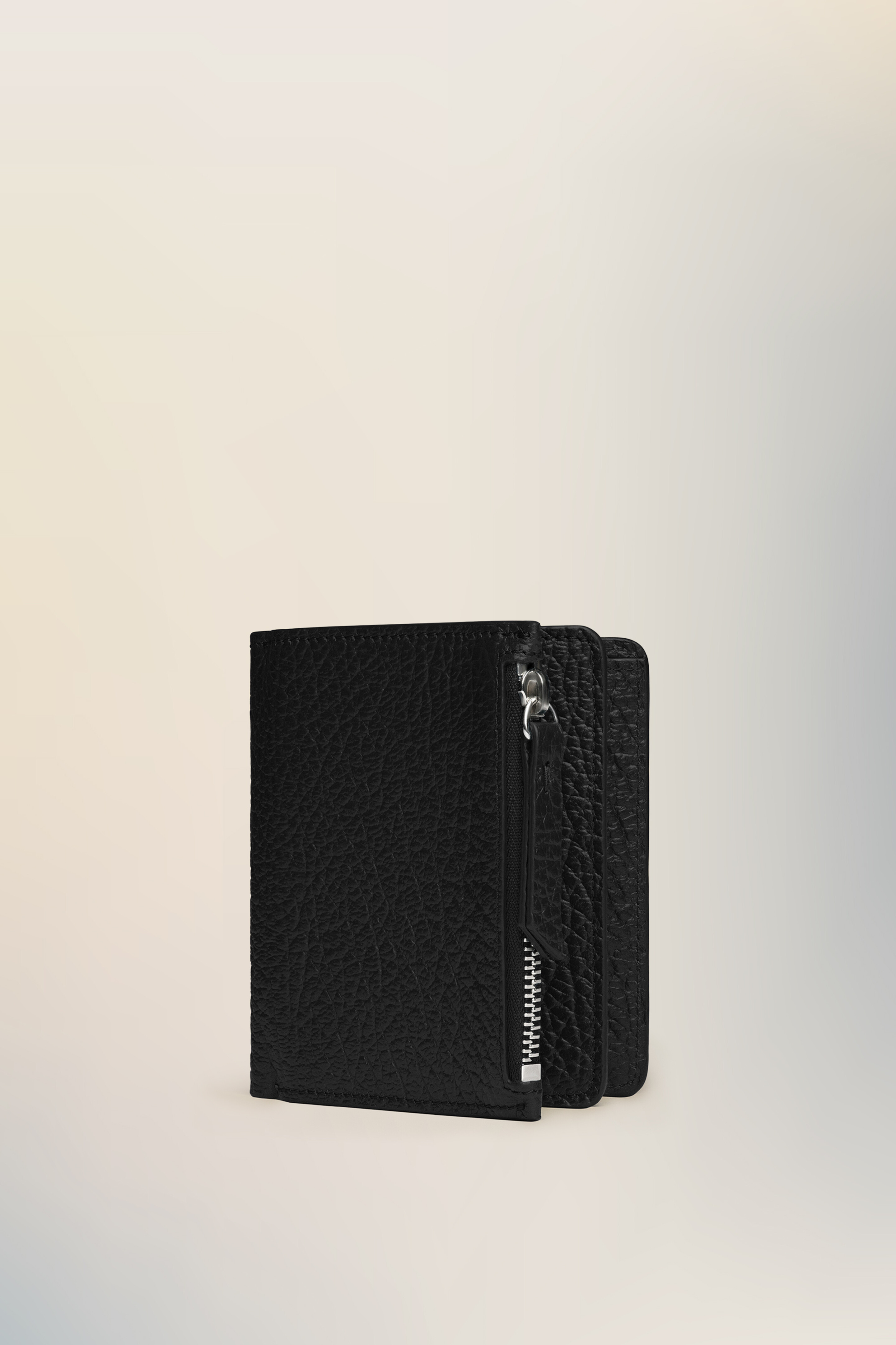 Portefeuille à rabat cuir grainé | Femme Noir