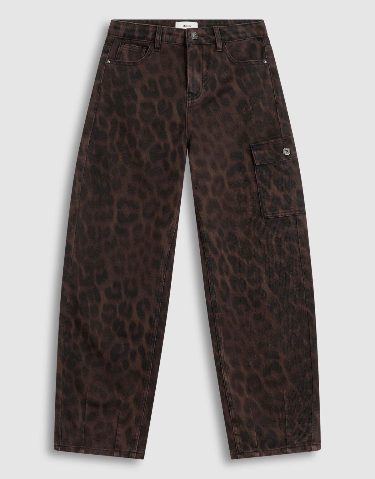 Cargo Leopard Print Jeans Bruin