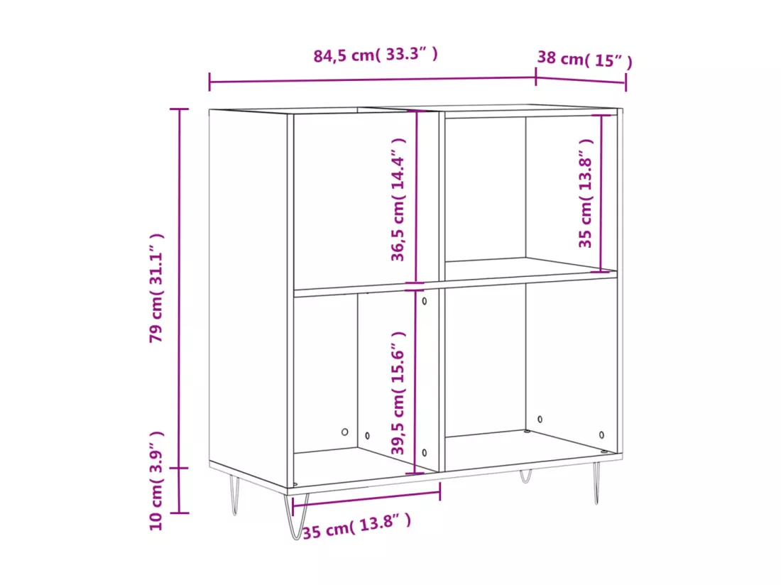 Armoire à disques blanc brillant 84,5x38x89cm bois d'ingénierie