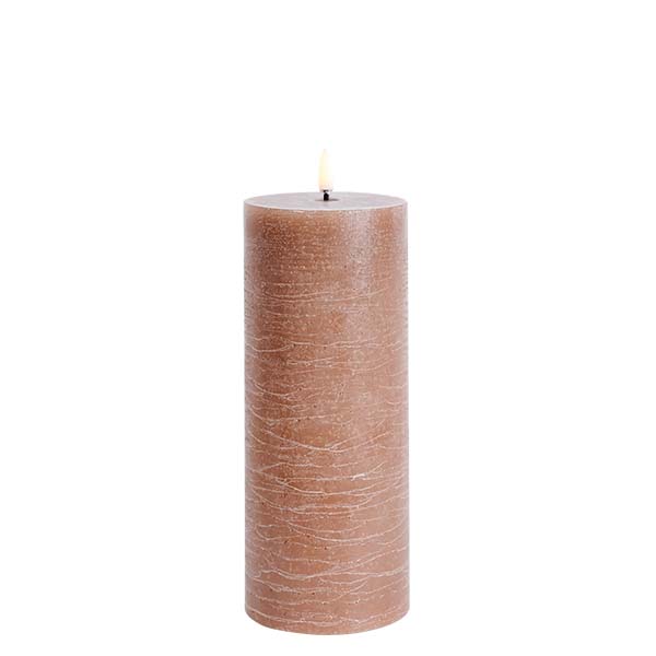 Uyuni  LED Rustic Pillar lys, Caramel - H20 cm.