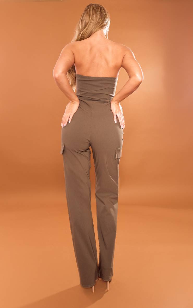 Kaki Combinaison Bandeau Corset Style Cargo