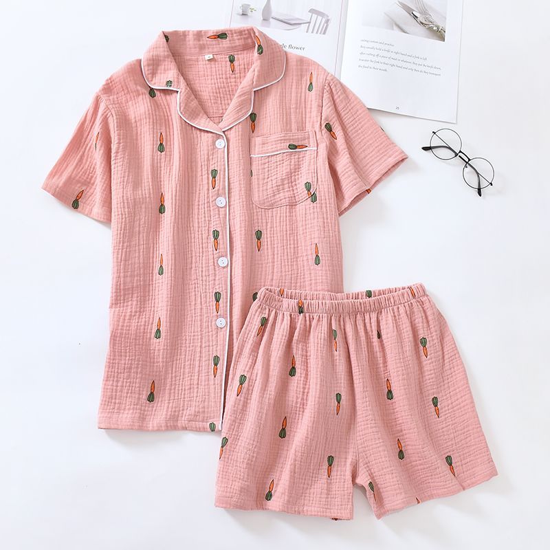 Dogini - Pyjamaset: Wortelprint Shirt met korte mouwen + Shorts