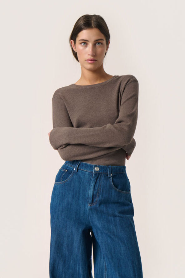 Soaked in Luxury SLPina Pullover LS Major brown melange