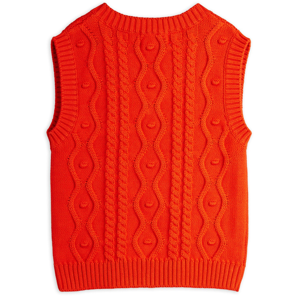 Køb Mini Rodini Red Panda Patch Cable Strik V-Neck Slipover
