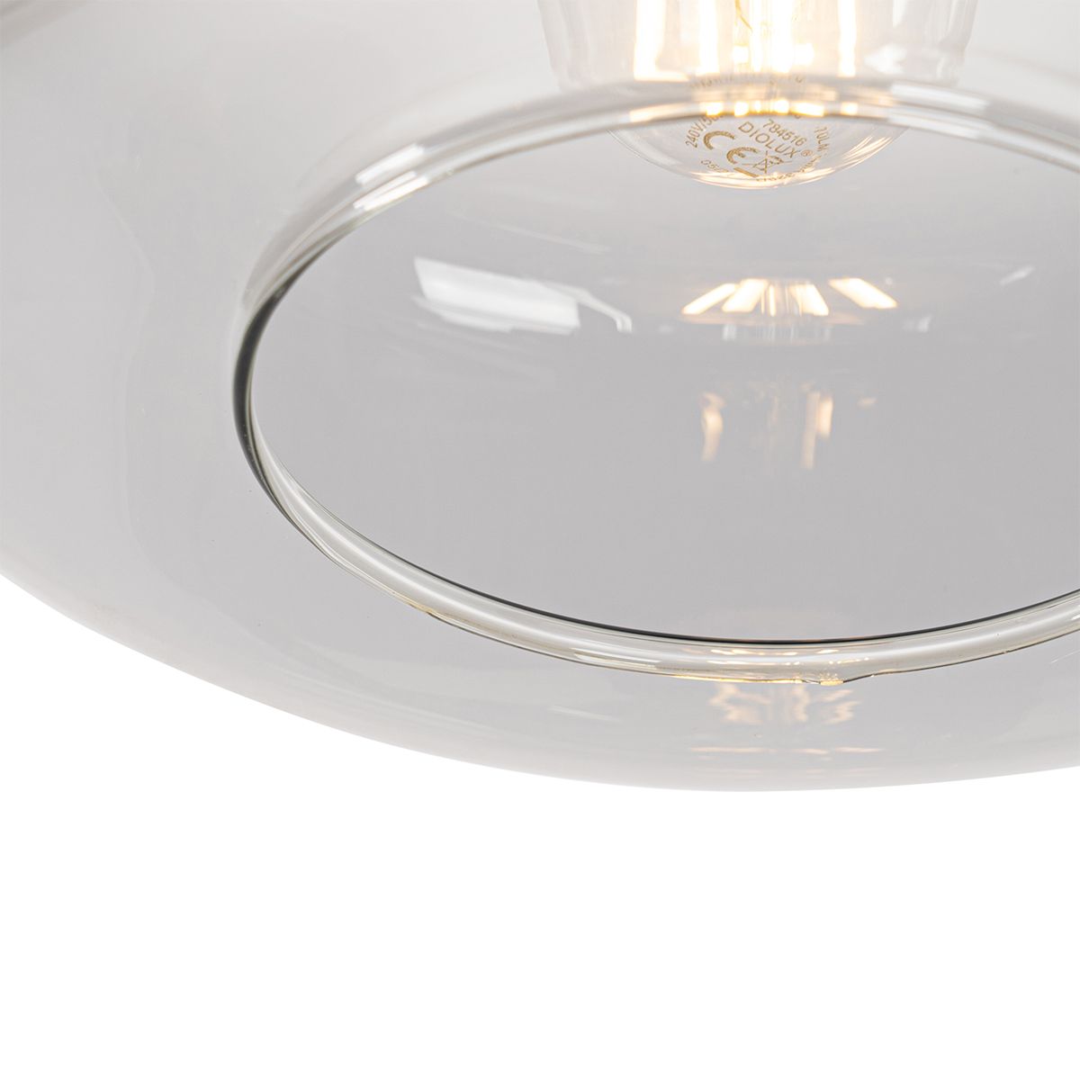 Art deco hanglamp zwart met smoke glas - Bizle