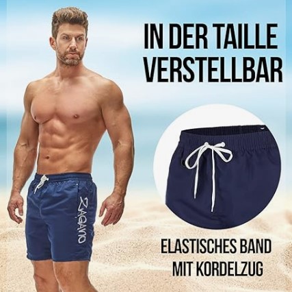 Herren Bade Bermudas mit Kordel & elastischem Bund