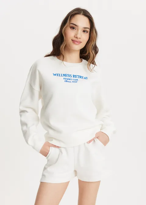Sweater met print wellness off-white (WIT.O)