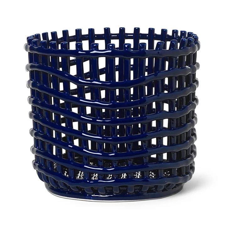Ferm Living - Keramik Korb, gross, blau