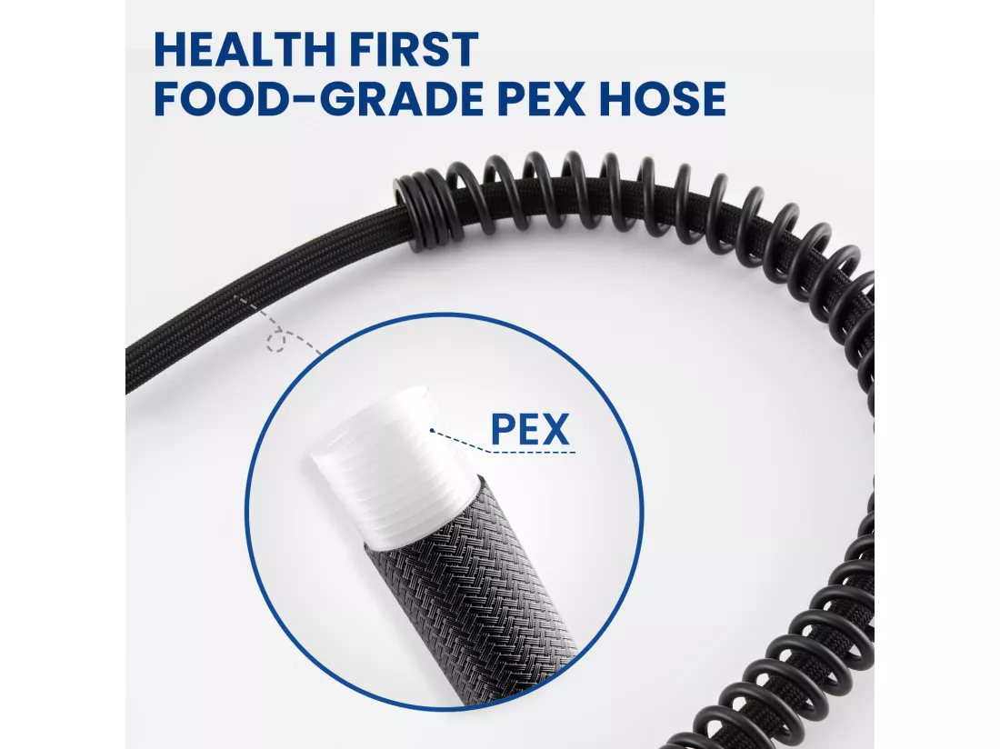 Cecipa max Mitigeur Cuisine à Ressort avec 2 Modes de Sortie D'eau Mitigeur Evier avec Douchette Extractible Robinet Pivotant à 360° Noir EU Modèle