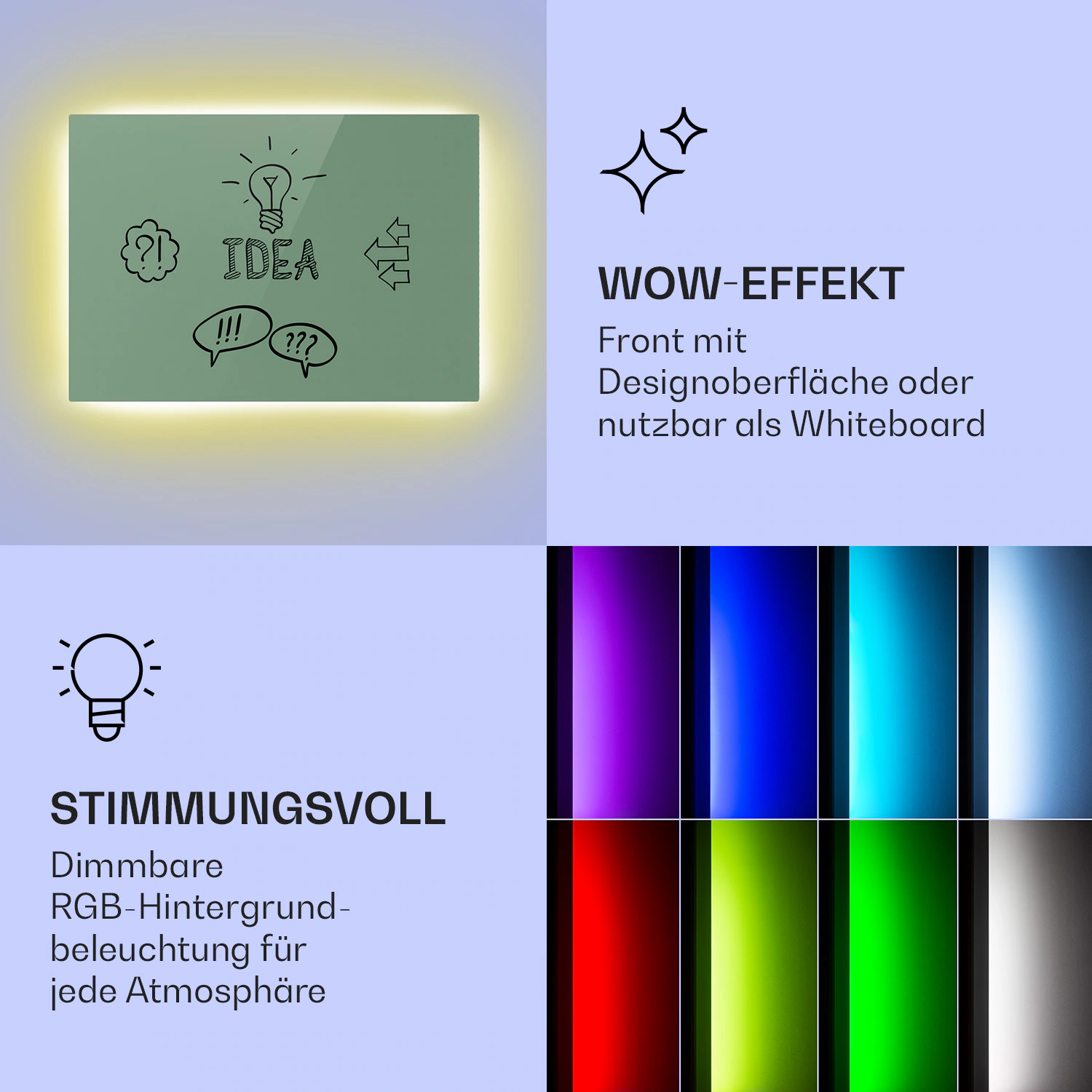 Mojave 750 smart 2-in-1 Heizgerät Infrarot Konvektor 85x60cm 750W RGB-Licht