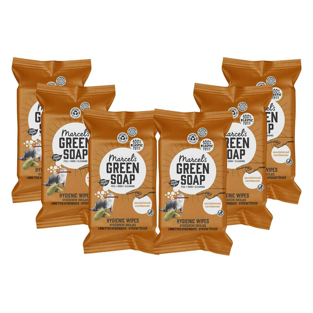 6x Marcel's Green Soap Schoonmaakdoekjes Sandelhout & Kardemom60 stuks