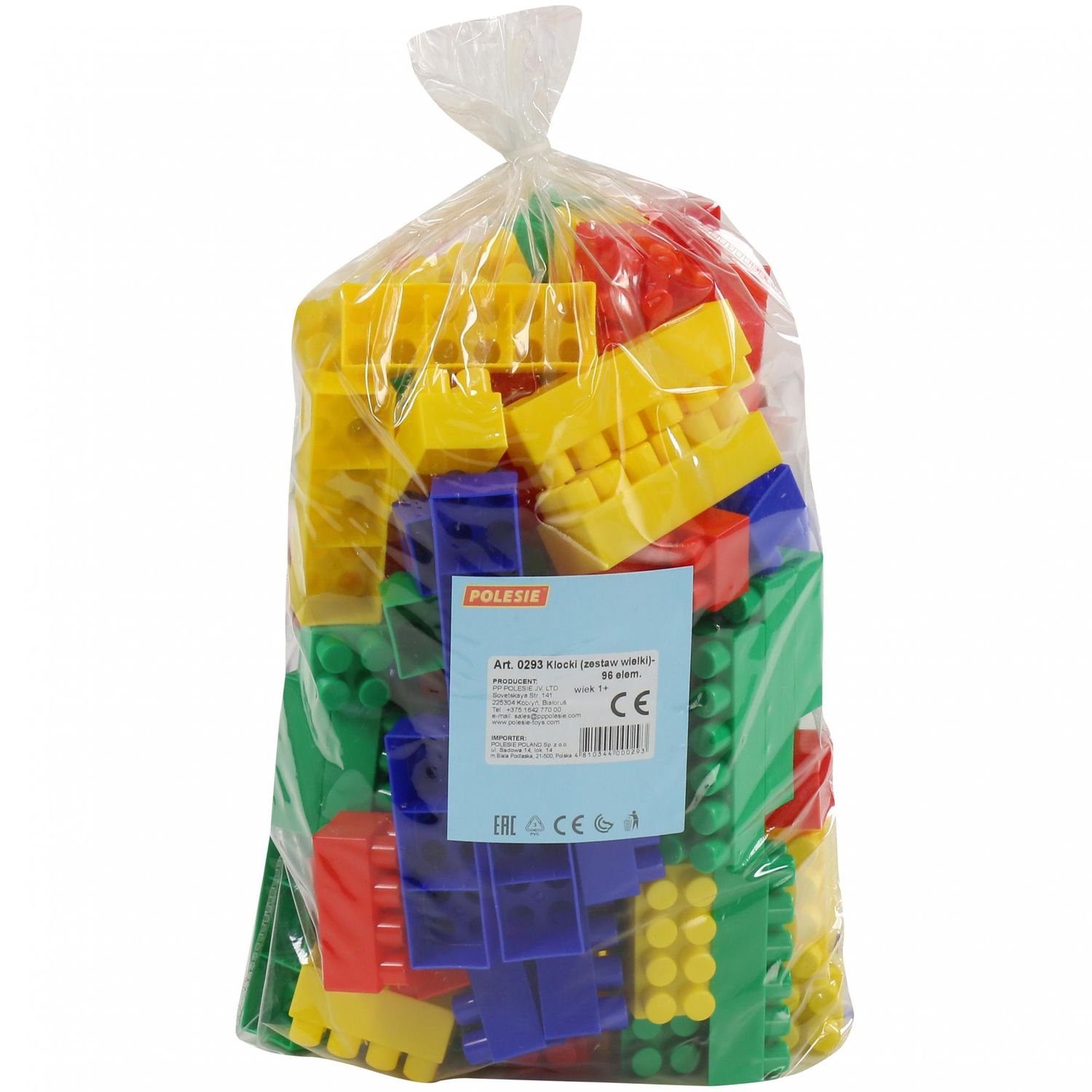 Polesie 0293, Bausteine 96-teiliges Set, bunte Bausteine zum Stecken im Beutel bunt