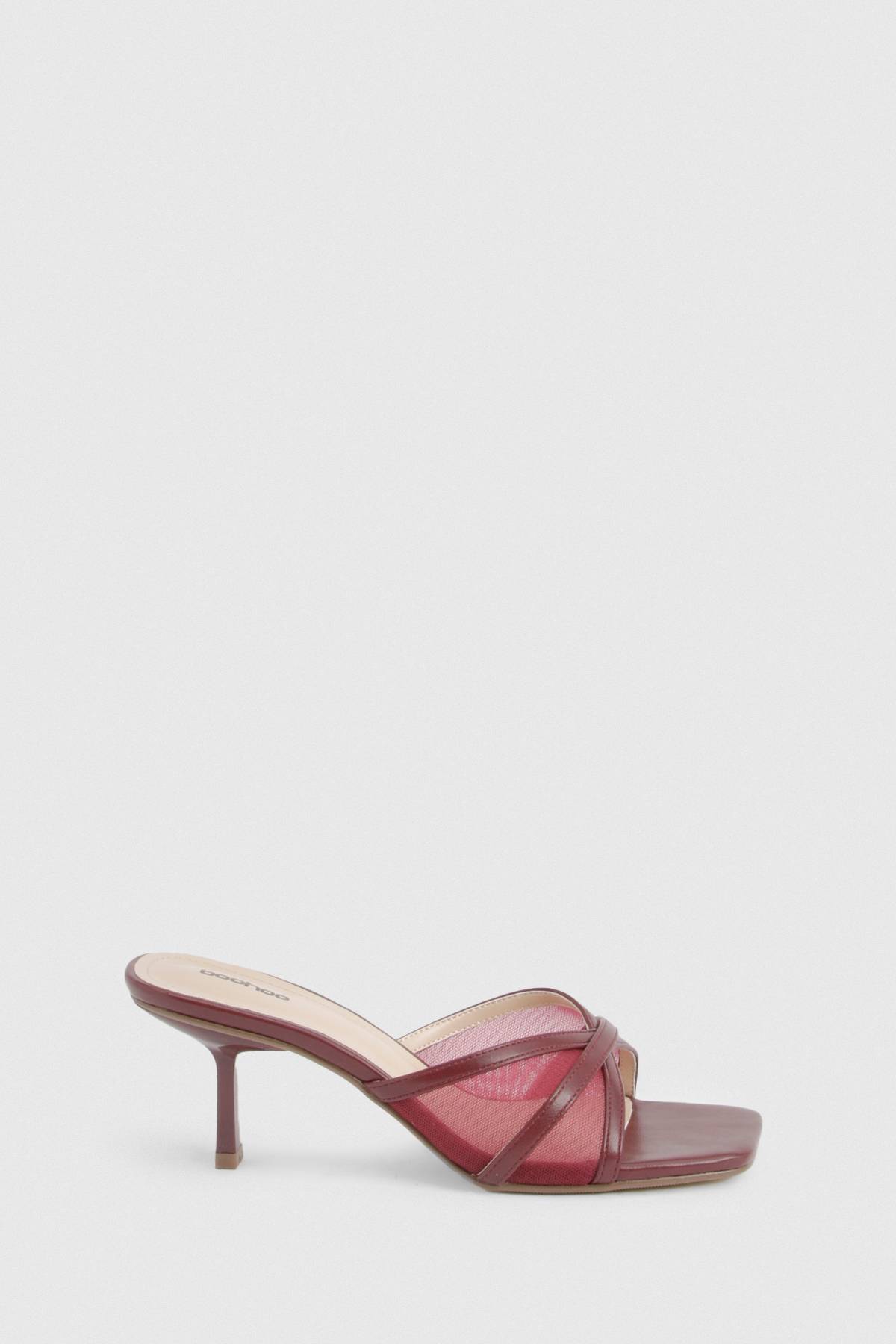 boohoo Mules à Talon Aiguille Mi-Haut en Résille