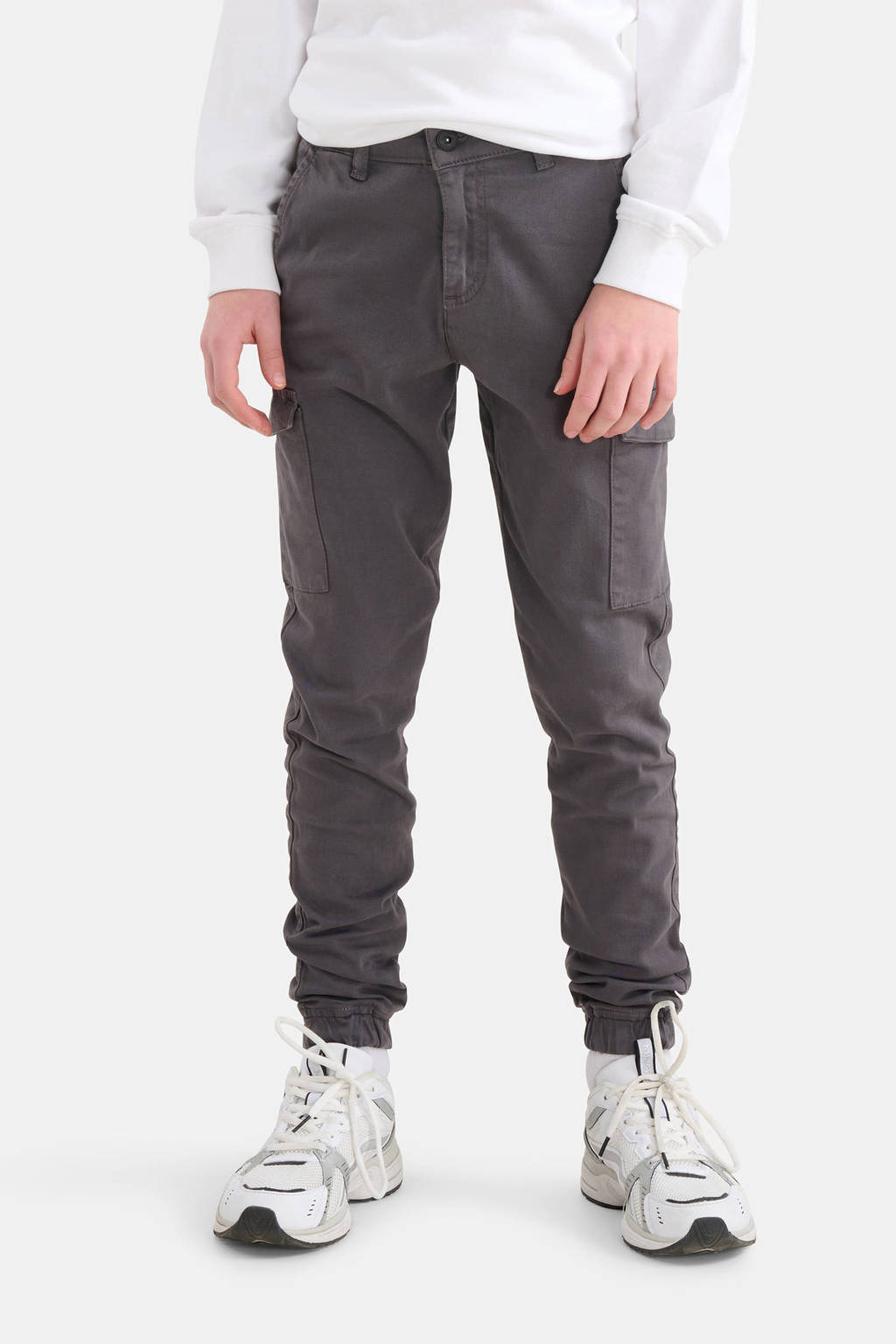 Shoeby tapered fit cargobroek grijs