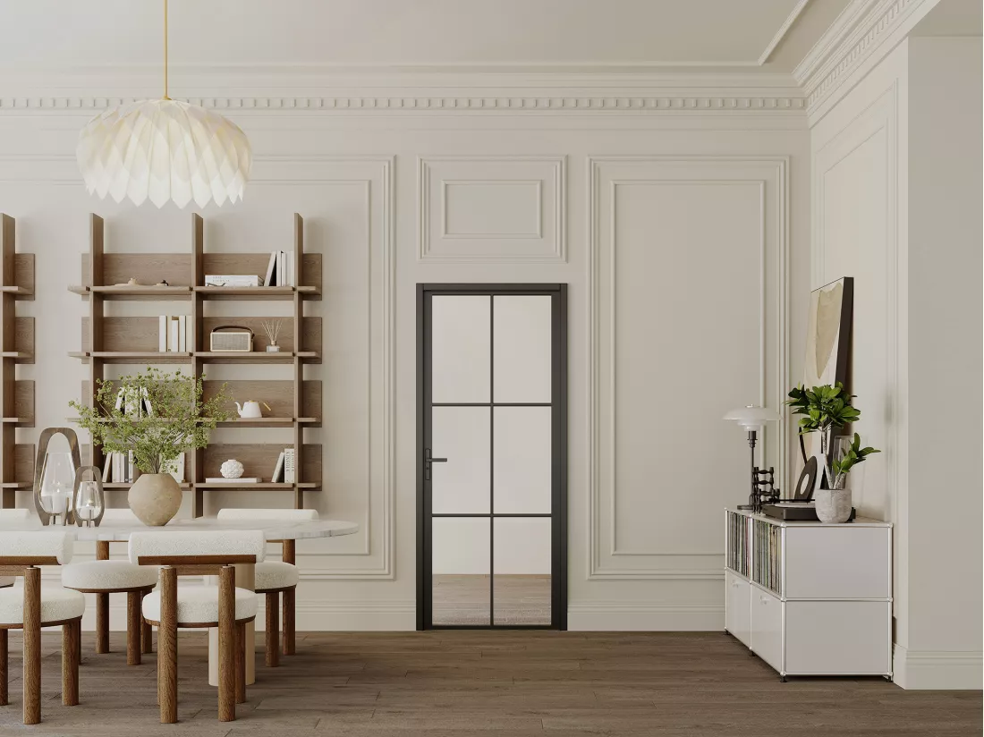 Bloc porte réversible en aluminium et verre trempé - H204 x L93 cm - Noir - SEROTO