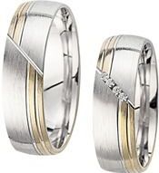 Trouwringen geel en witgoud met Diamanten breedte 6 mm